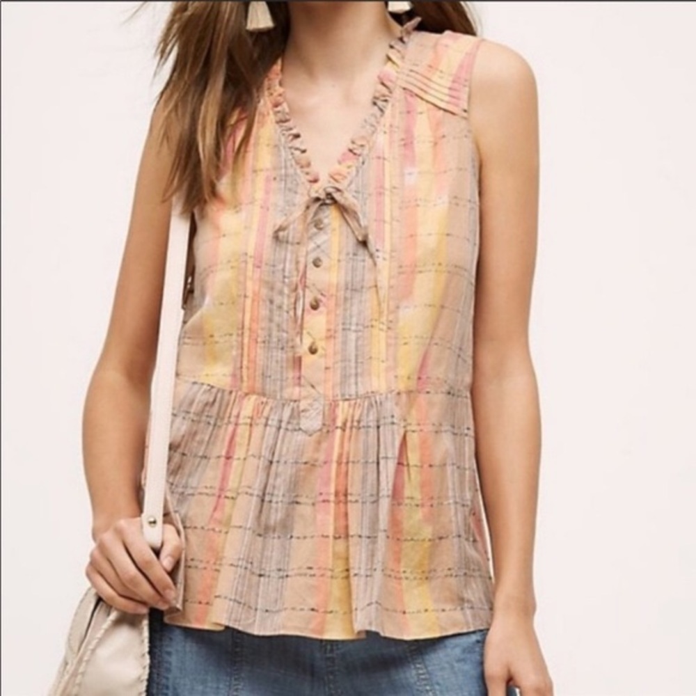 Anthropologie‎ Holding Horses Faye Tank in Plaid Size 2
